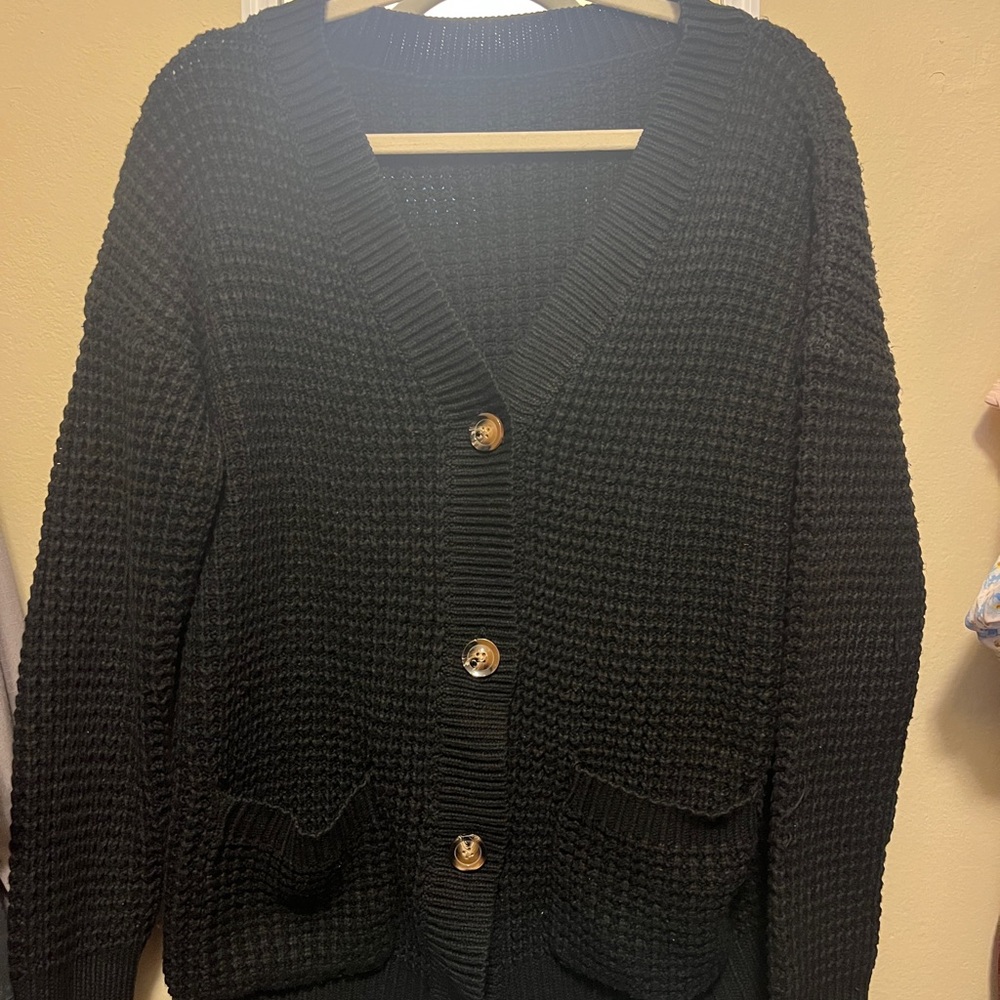 Black Button-Up Women's Cardigan